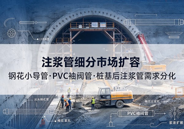 西注浆管细分市场扩容，隧道钢花小导管、PVC 袖阀管、桩基后注浆管需求分化